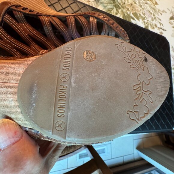 Pikolinos Gladiator Wedge Sandals Brown Spanish Leather Boho 36 - Picture 8 of 8